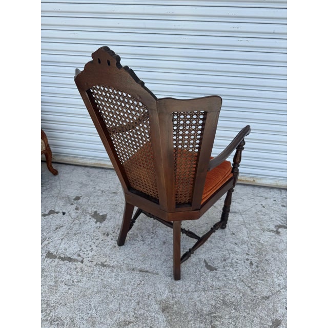 Antique Carved Wood Armchair With Cane Back For Sale - Image 4 of 6