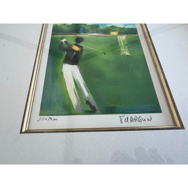 Painted 21. 23 Vintage François D’Arguin Signed Golf Lithograph – Custom Ornate Framed For Sale - Image 4 of 6