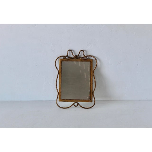 Mid 20th Century Vintage Italian Style Regency Gilt Twisted Rope and Tassel Wall Mirror For Sale - Image 5 of 14