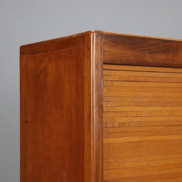 Rolling Shutter Cabinet in Walnut Veneer and Formica Top For Sale - Image 5 of 9