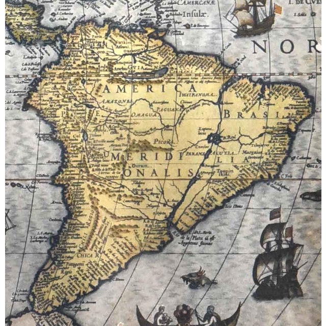 Step back in time with this handsome framed print depicting a historic map of the Americas. This is a reproduction of the...