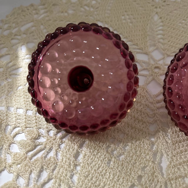 Mid-Century Cranberry Ring Holder. Hobnail For Sale - Image 6 of 9