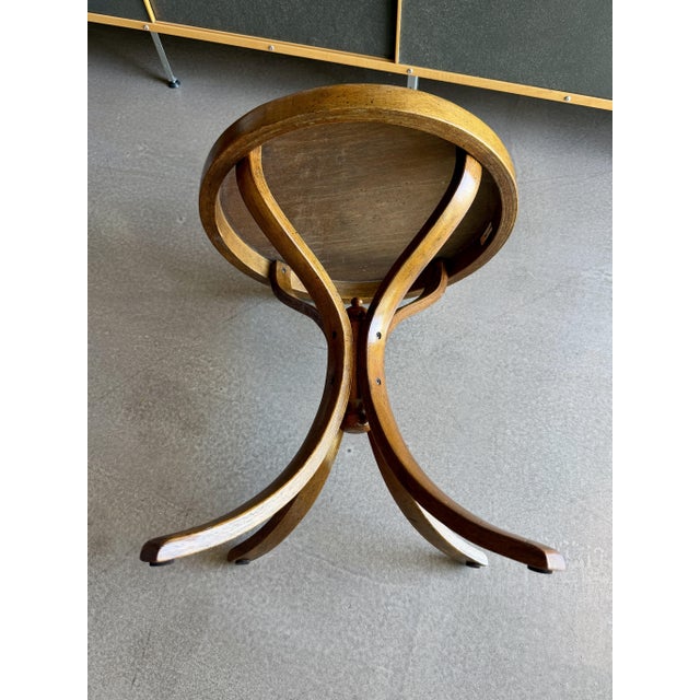 Vintage CCFM Bentwood Martini Table Mid Century Modern Cane Rattan Side Stand Thonet Style For Sale - Image 10 of 14