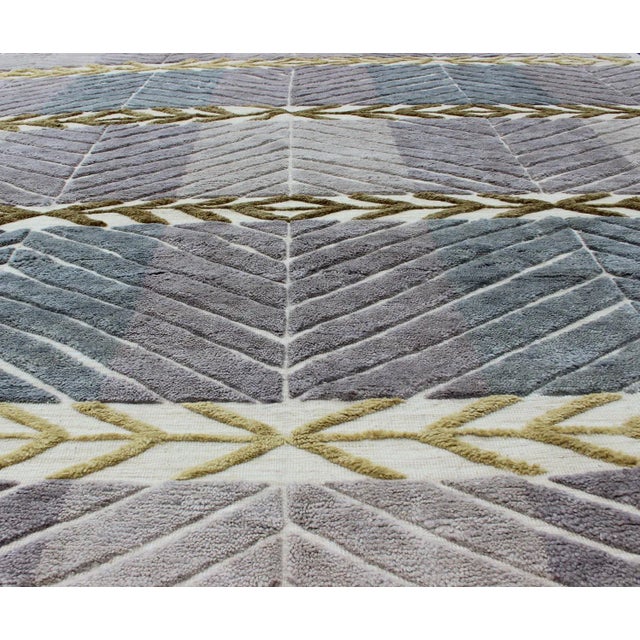 Textile Modern Scandinavian Piled Geometric Design Rug by Keivan Woven Arts 9'2 X 11'10 For Sale - Image 7 of 13