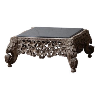 Anglo-Indian Carved Granite Top Coffee Table For Sale
