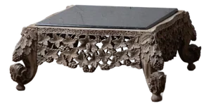 Anglo-Indian Carved Granite Top Coffee Table