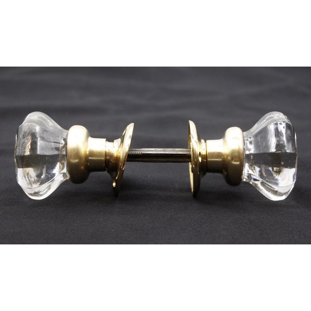 Traditional Vintage Octagon Glass Bullet Passage Door Knob Set For Sale - Image 3 of 5