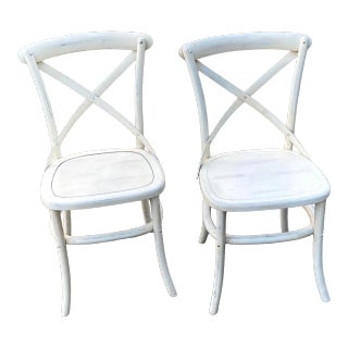 White Palecek Cross Back X-Back Chairs - a Pair For Sale