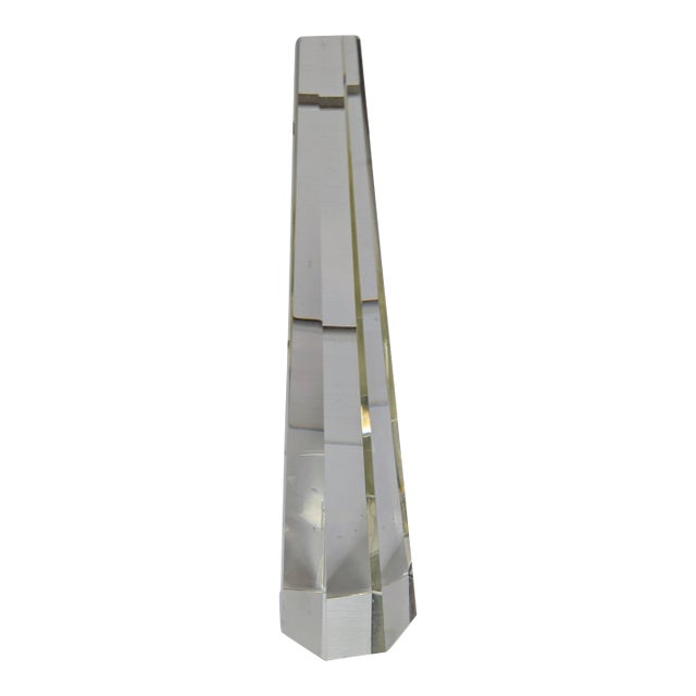 Large Mid 20th Century Crystal Glass Obelisk For Sale