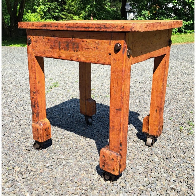 1920s 1920s Industrial Rolling Table Kitchen Island For Sale - Image 5 of 12