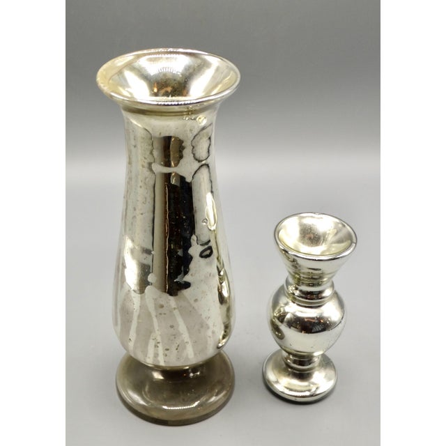 Antique Mercury Glass Vases, Set of 2 For Sale - Image 4 of 8