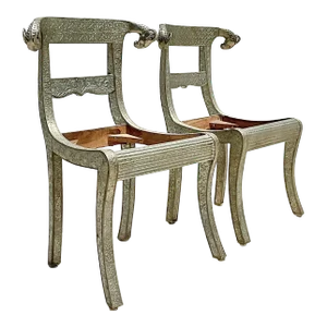 Vintage Regency Anglo Indian Ram’s Head Wedding ChAir - Set of 2