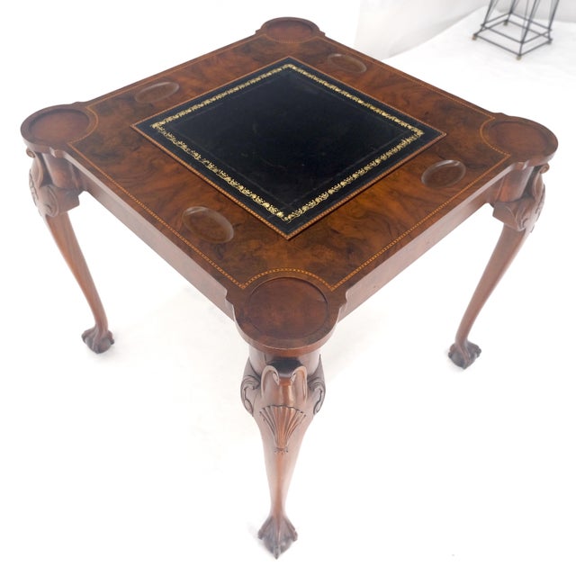 Leather Top Chippendale Style Ball & Claw Feet Backgammon Chess Game Table MINT! For Sale - Image 12 of 13