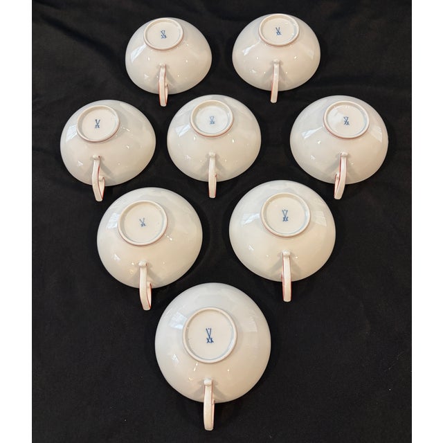 1920s Meissen, 1st Choice Cups & Saucers; Rare I-Form (I-Shape) Design - 13pcs For Sale - Image 12 of 12