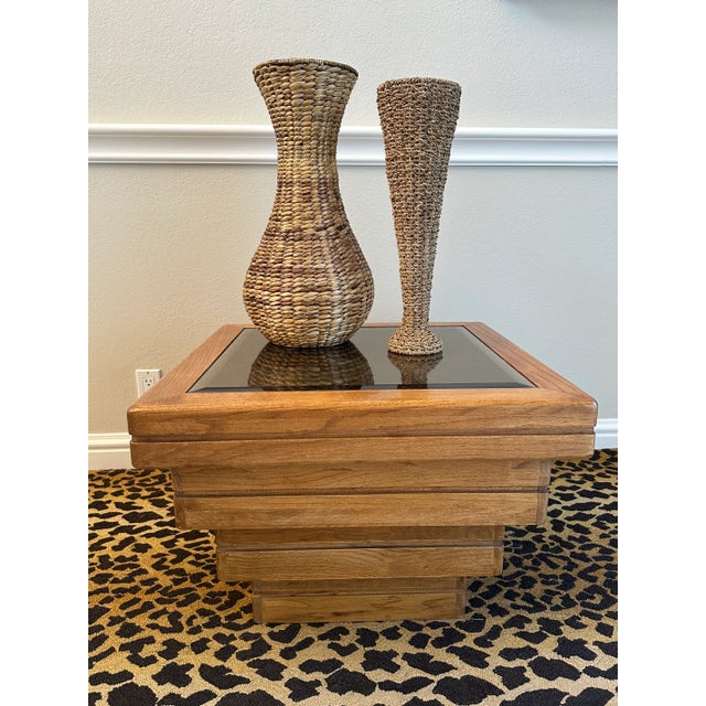 Vintage 19.5” Woven Braided Natural Rattan & Seagrass Vase For Sale - Image 14 of 14