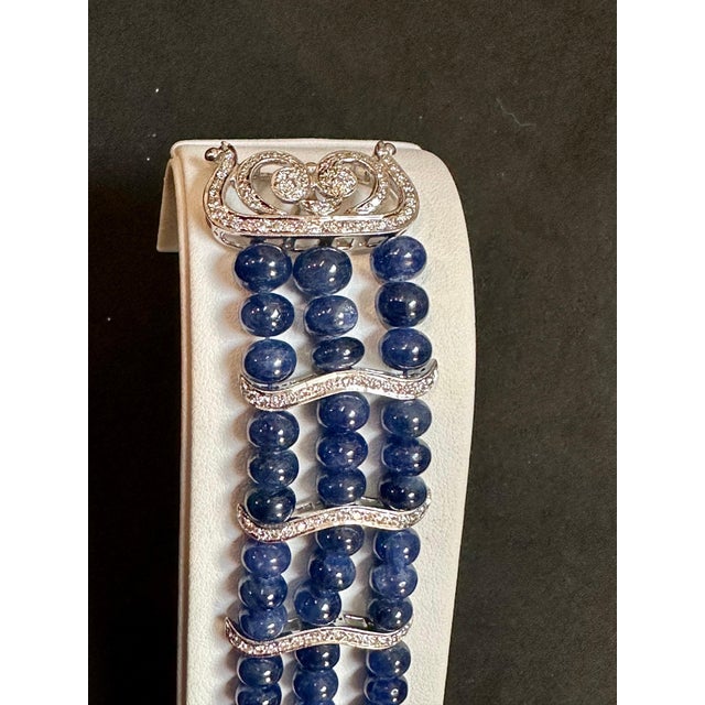 Gemstone GIA Certified Burma No Heat Natural Blue Sapphire Bead & Diamond Bracelet , 18kg For Sale - Image 7 of 18