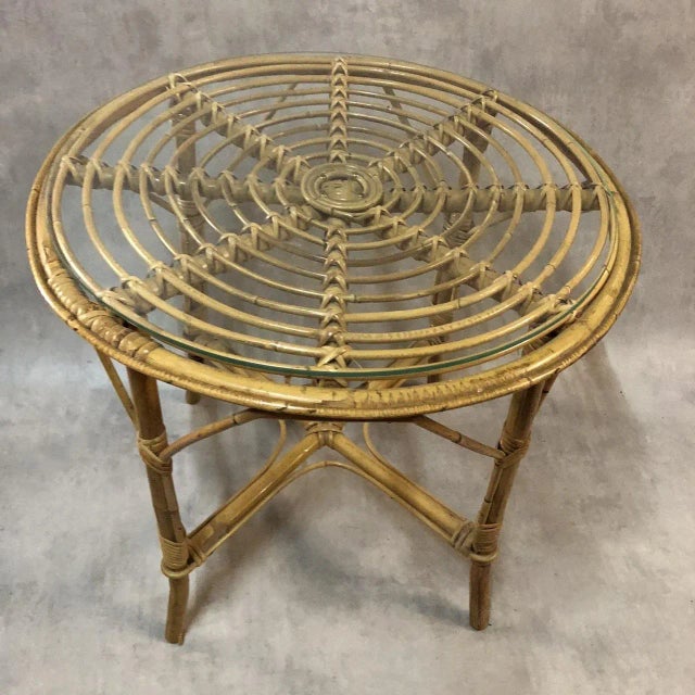 Mid-Century Modern Rattan Side Table, 1960s For Sale - Image 3 of 10