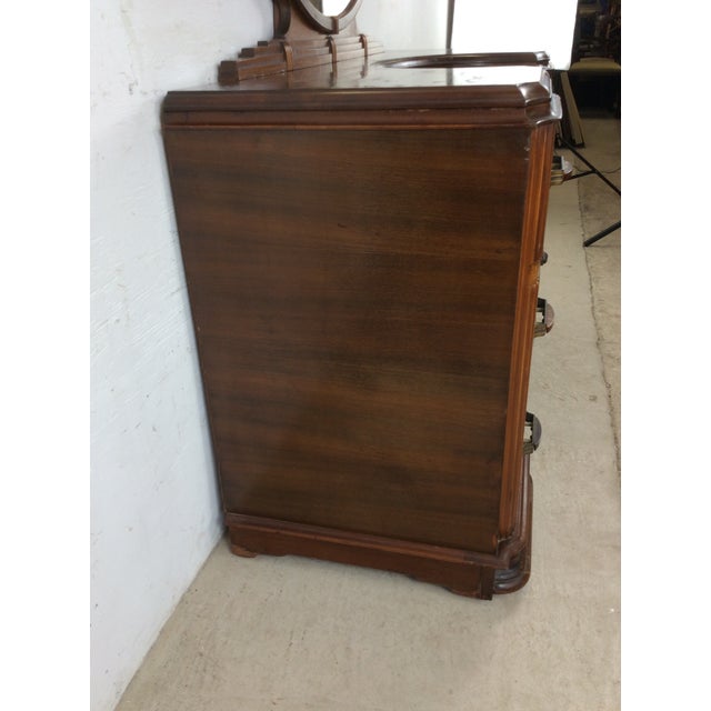 Art Deco Vanity With 8 Dovetailed Drawers and Round Mounted Mirror For Sale - Image 11 of 18