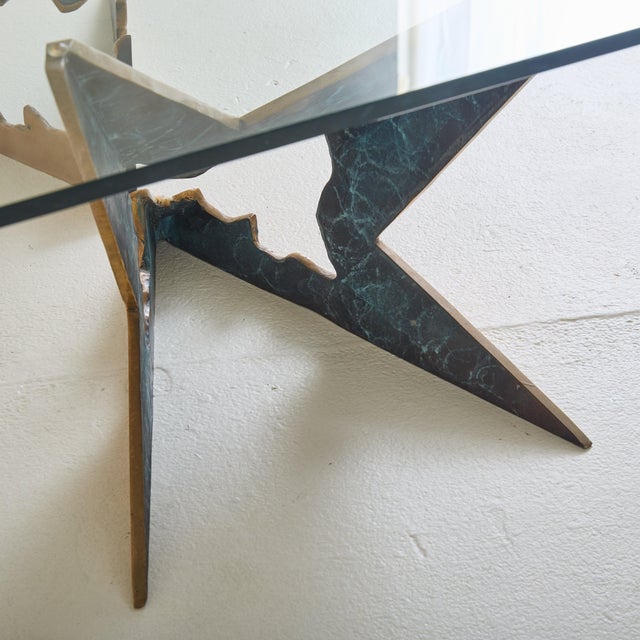 Late 20th Century Brutalist Bronze Base Coffee Table Attributed to Valenti, 1970s For Sale - Image 5 of 8