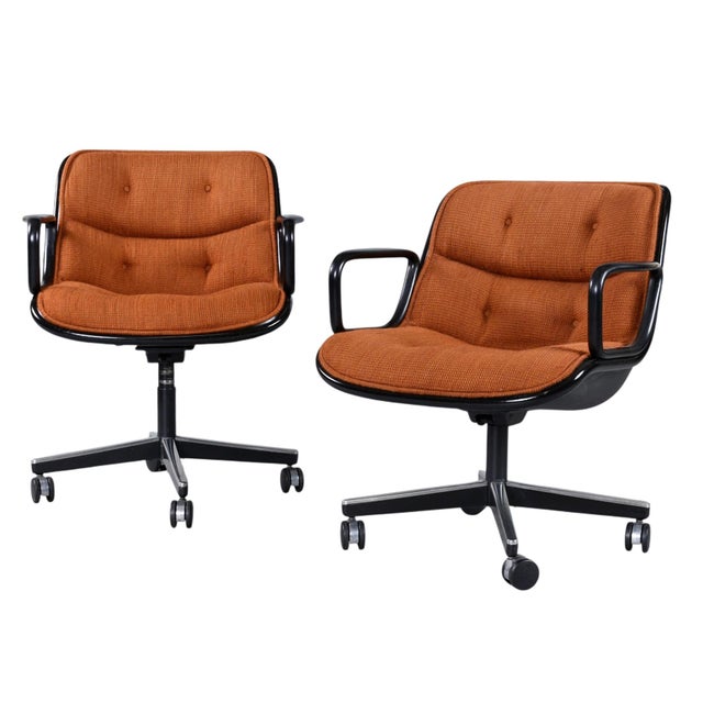 Pair of 1979 Charles Pollock for Knoll Burnt Orange Executive Chairs For Sale - Image 6 of 16