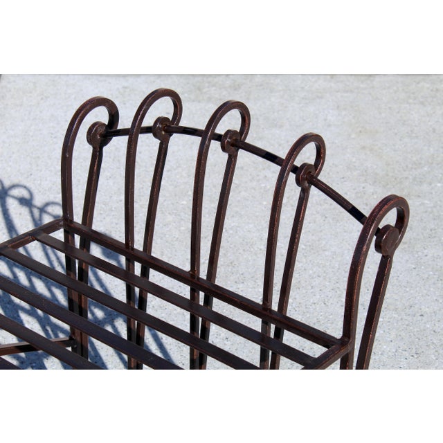 Vintage Hollywood Regency Art Deco Heavy Iron Scrollwork Window Bench For Sale - Image 16 of 16
