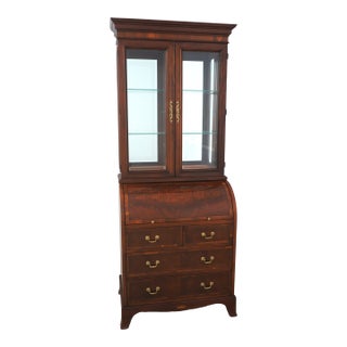 Hekman Mahogany Cylinder 2 Piece Secretary Desk For Sale