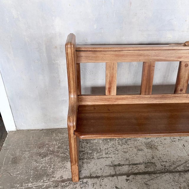 Yorkshire Oak & Pine Church Pew Bench with Hand-Carved Mouse, 1950s For Sale - Image 9 of 11