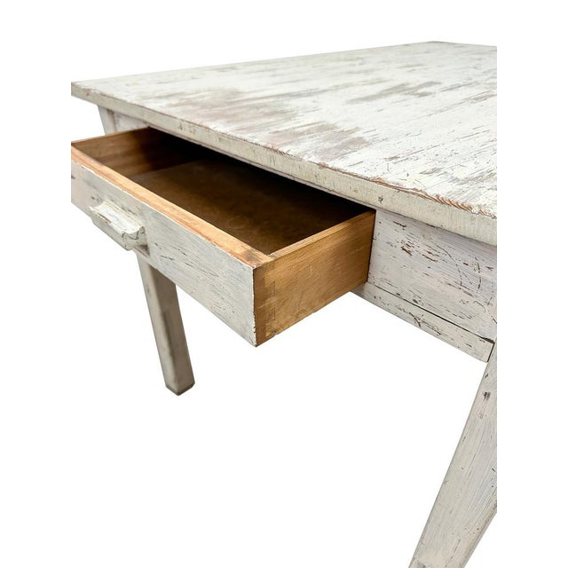 Vintage Distressed Desk in White, 1950s For Sale - Image 6 of 12