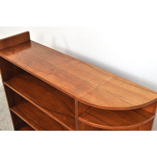 Vintage Walnut Bookcase with Curve, 1930s For Sale - Image 11 of 13