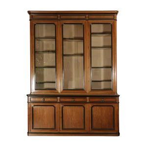 Mid 19th Century French Walnut Bureau Bookcase With Ebonized Trim and Original Glazing