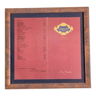 1990s Framed Harry's Bar Rome Menu For Sale