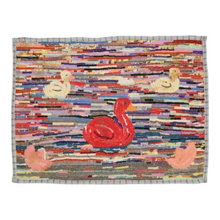 Mid 20th Century American Hooked Duck Rug For Sale