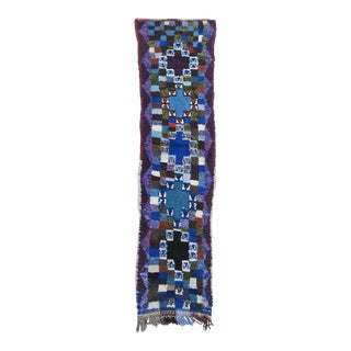 Vintage Blue Cross Boujad Runner For Sale