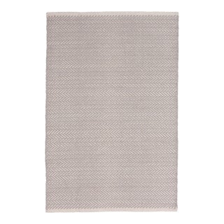 Dash & Albert by Annie Selke Herringbone Dove Grey Woven Cotton Rug, 4' x 6' For Sale
