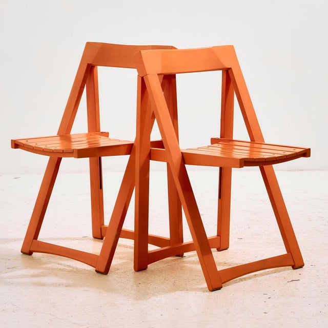 Wood Beech Foldable Chairs by Aldo Jacober for Alberto Bazzani, 1960s, Set of 4 For Sale - Image 7 of 17