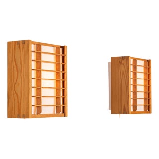 Vintage Wall Lamps in Pine from Alda, 1970s, Set of 2 For Sale