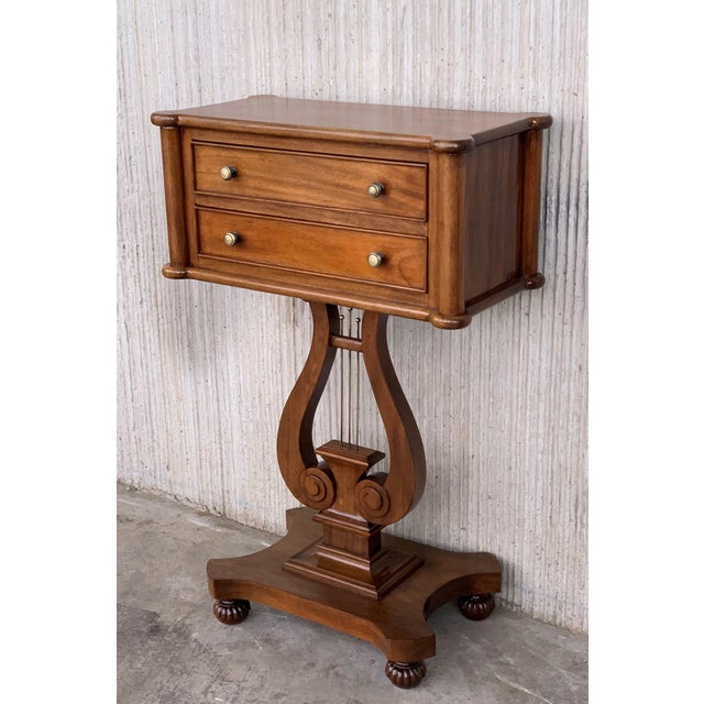 French Early 20th Century Regency Style Harp Side Table with Two Drawers For Sale - Image 17 of 18