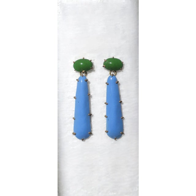 Early 21st Century Blue and Green Enamel Dangle Drop Earrings - 2 Pieces For Sale - Image 5 of 10
