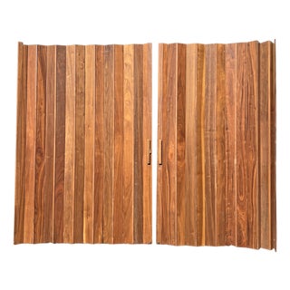 Vintage Bifold Folding Screen Doors on Track Room Divider in Mid Century Modern Design For Sale