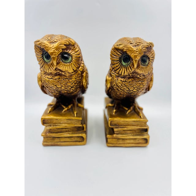 Pair of Progressive Art Products Large Golden Owl Bookends