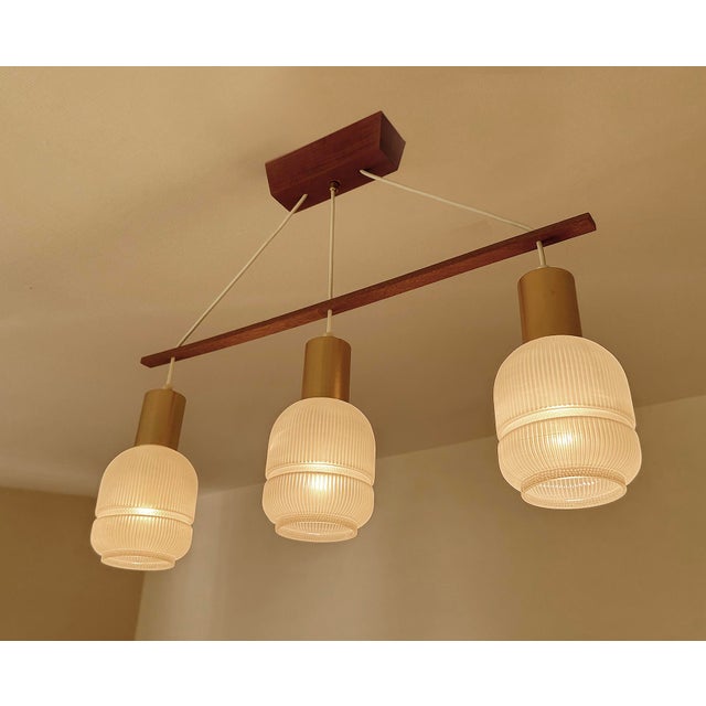Danish Pendant Light in Glass and Teak, 1960s For Sale - Image 6 of 18