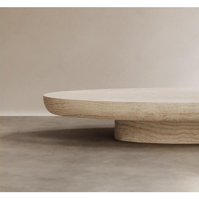Kiss Coffee Table in Classico Alabastrino Travertine by Paloma Editions For Sale - Image 4 of 8
