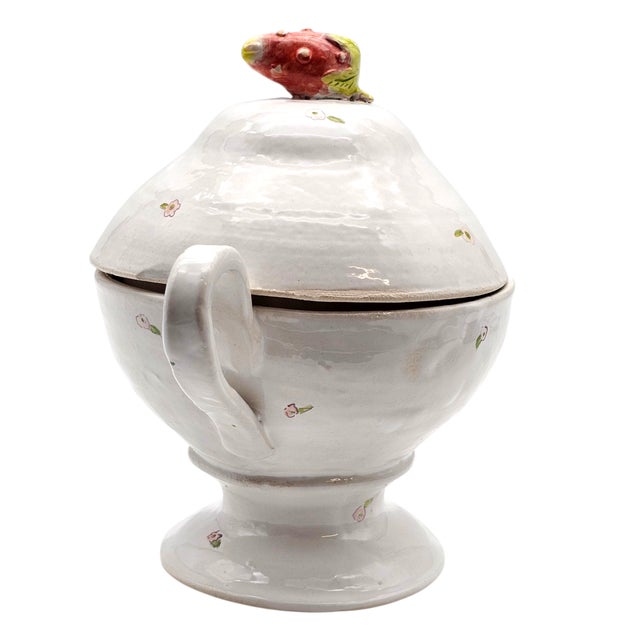 Vintage Studio Art Pottery Covered Comport With Cottage Berry and Strawberry Finial For Sale In San Francisco - Image 6 of 17