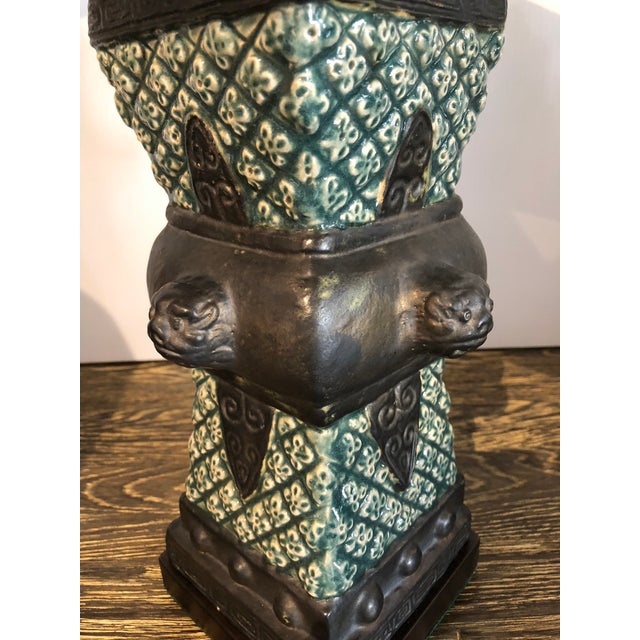 20th Century Primitive Style Ceramic Vase Table Lamps - a Pair For Sale - Image 4 of 9