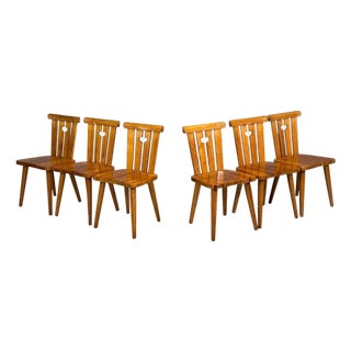 Göran Malmvall, Six Dining Chairs, Pine, Sweden, 1970s For Sale