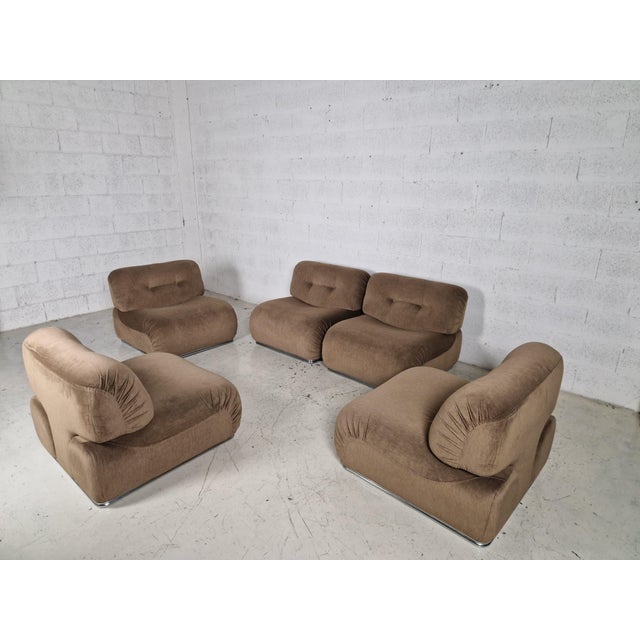 Vintage Italian Lounge Chairs by Euromobili, 1970s, Set of 5 For Sale - Image 9 of 13