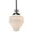 Art Deco 1930s Art Deco Chrome Streamline Pendant Light W/ Stepped Milk Glass Shade For Sale - Image 3 of 5