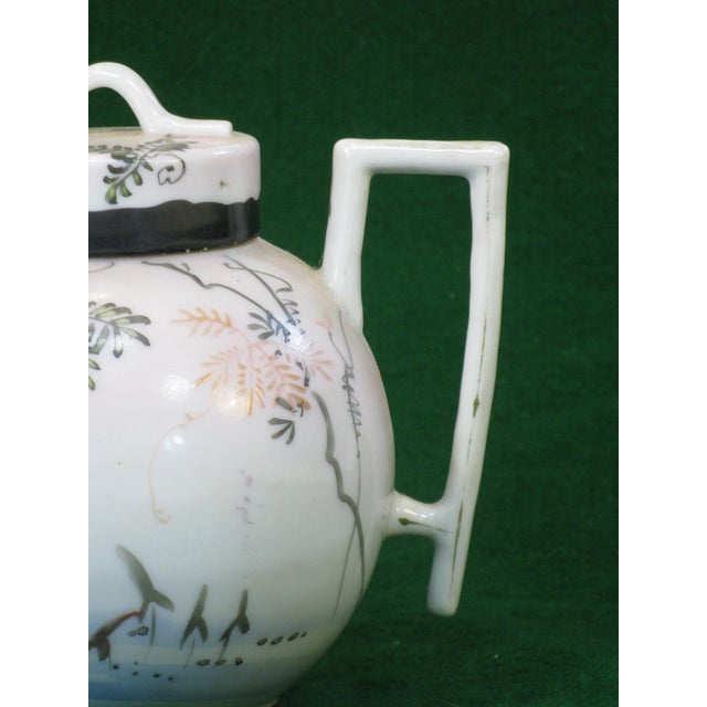 Mid 19th Century Satsuma Teapot Hand-Painted Vines & Blossoms Square Handle Japanese Meiji Period Signed For Sale - Image 6 of 18
