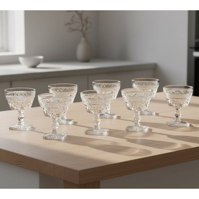 1960s Vintage Imperial Glass Co. "Cape Cod" Clear Glassware Set - Goblets & Dessert Coupes - 16 Pieces For Sale - Image 5 of 10