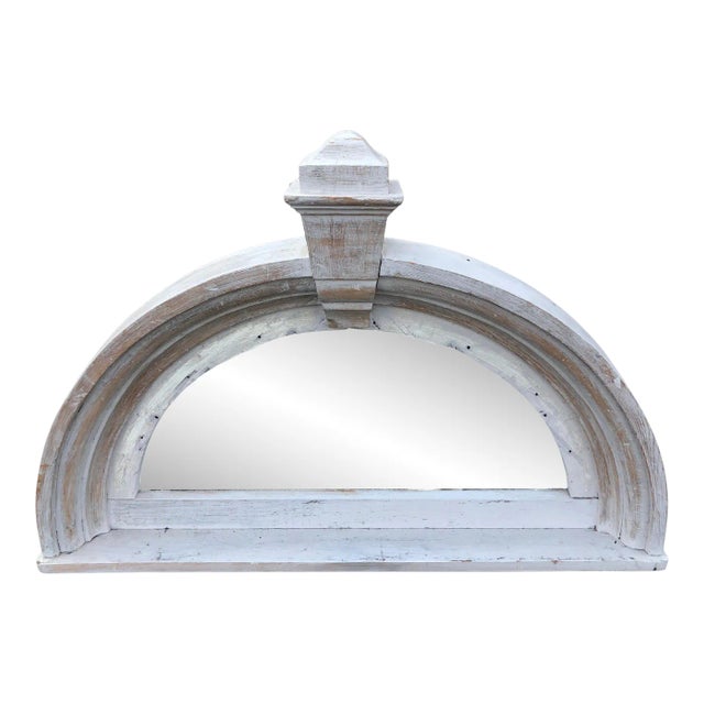 Large Half Round Pediment Mirror in Whitewashed Pine For Sale
